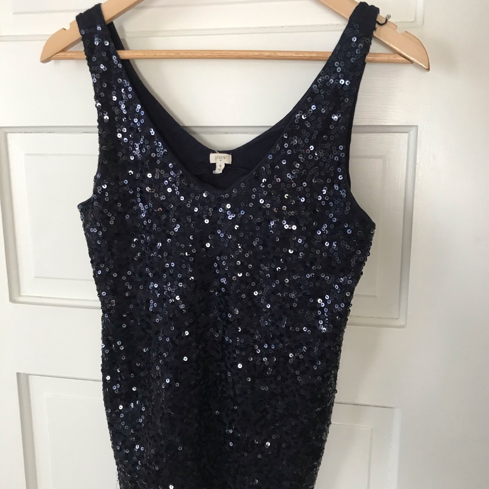 J crew factory blue sleeveless sequin tank